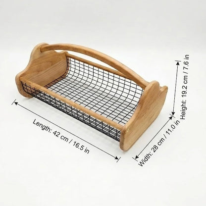Wholesale Custom Beech Wood Garden Hod Harvest Basket | Wire Mesh Vegetable Gathering Trug