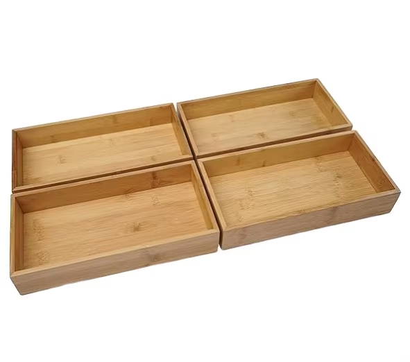 Party Decoration Cabinet Drawer Organizer and Storage Tray Box Dividers Set Made of Bamboo Wood Multipurpose Holder for Craft