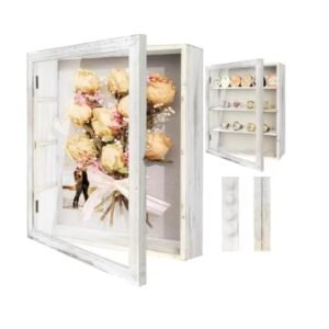 Factory Shadow Box Frame with Linen Back - Large Rustic Memory Display Case Flowers