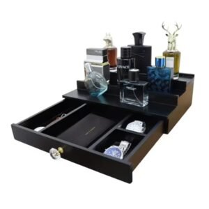 Professional Wooden Cologne Organizer for Men Display Risers Countertop Organizer 3 Tier Cologne Stand
