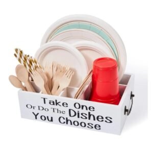 Clear High Quality clear Small Paper Plate Holder Utensil Cutlery Caddy Organizer for Kitchen Countertop