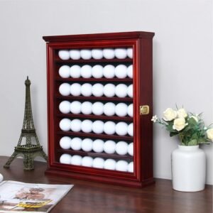 Exquisite Golf Ball Display Case - Lockable Door & Real Glass Window - Golf Ball Holder Display Wall Mount Shadow Box - Black - Office Decor and Storage Solution for Golf Balls
