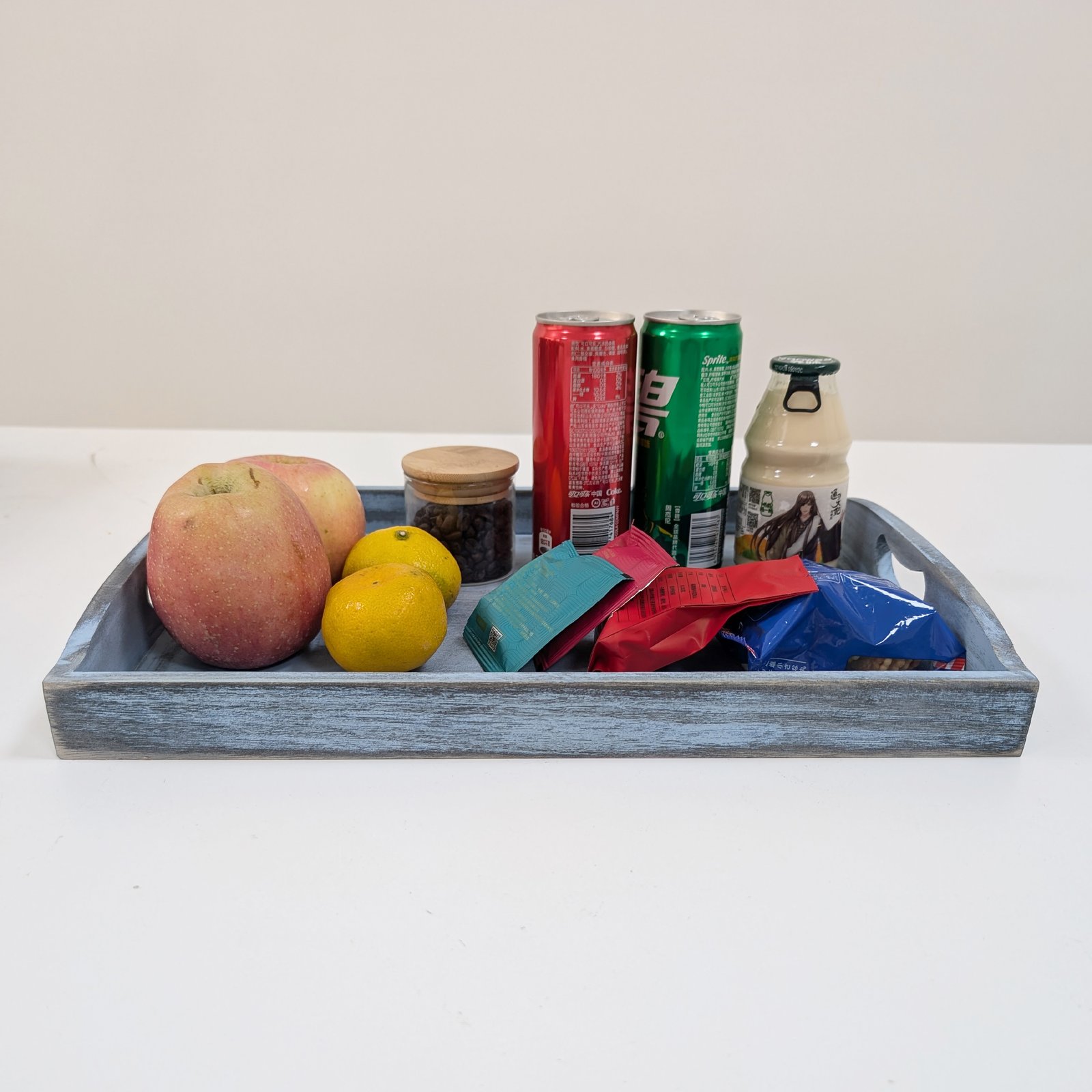 Rustic Vintage Style Wood Serving Tray Set of Different Sizes - Decorative Trays for Coffee Table Ottoman Tray and Tea Tray Home Decor with Handles