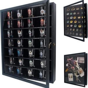 Shadow Box Frame with Removable Shelves, Deep Memory Box Display Case for Collector, Keepsake Coins Military Medals Pins