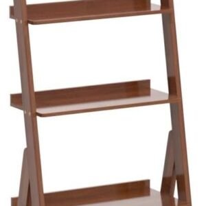 Bamboo Ladder Shelf Bookcase, 5-Tier Leaning Bookshelf Free Standing Organizer Storage Shelves for Living Room, Bedroom