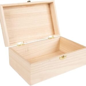Unfinished Wooden Keeper Box with Hinges and Latch & Storage for Collectibles and Supplies
