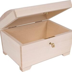 Large Wooden Jewelry Box | Lockable Storage Box with Lock & Key | 7.87 x 5.70 x 4.60 in | Plain, Unpainted & Unfinished