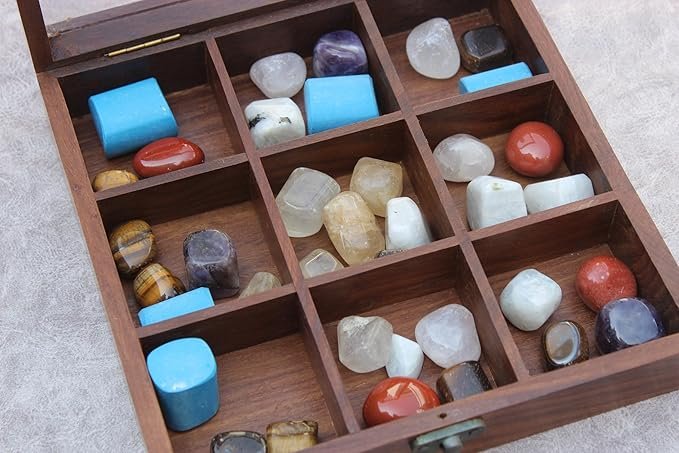 Rock Collection Box | Wooden Crystal Display | Crystal Holder |Crystal Display case | Crystal and Healing Box