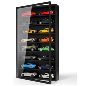 1/24 Scale Diecast Display Case Wall Mount Clear Model Car Display Case Model Cars Storage Cabinet Rack with Acrylic Door Holds 16 Cars
