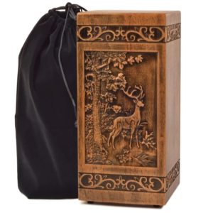 Wooden Cremation Urn for Human Wood Ashes Decorative Box Funeral Urns for Adult Male Female with Satin Bag Burial or Memorial Keepsake