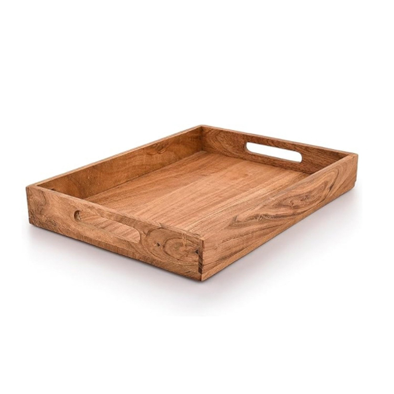 Wooden Rectangular Serving Tray, Wood Plate, Tea or Drink Platter, Dinner Serving Tray, Snack Tray in 16"x 12"x 2"