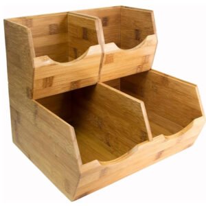 Bamboo Pantry Storage Bins - Stackable Baskets, Potato and Onion Storage for Pantry Organization, Set 3 Pieces
