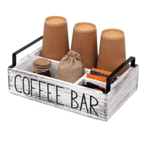 New Style Coffee Station Organizer Coffee Pod Holder Wooden Coffee Bar Accessories Organizer for Countertop