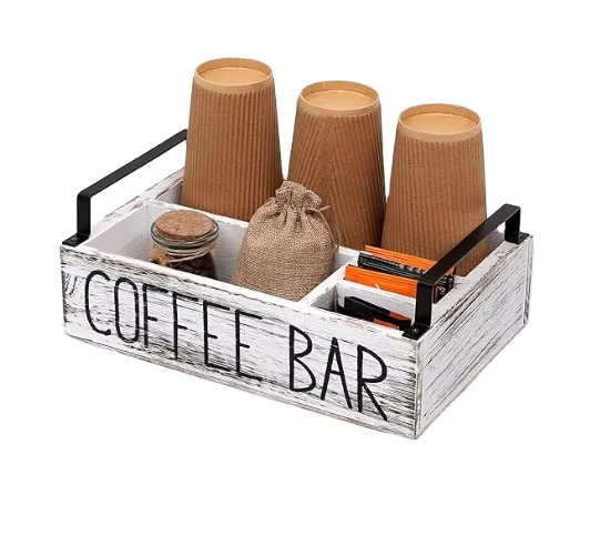 New Style Coffee Station Organizer Coffee Pod Holder Wooden Coffee Bar Accessories Organizer for Countertop