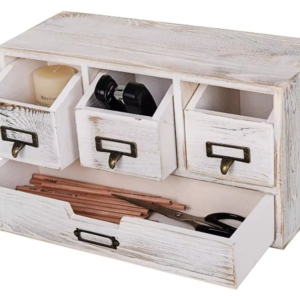 Christmas decor Rustic Wood Desktop Office Organizer Drawers Storage Cabinet Cosmetic jewelry storage