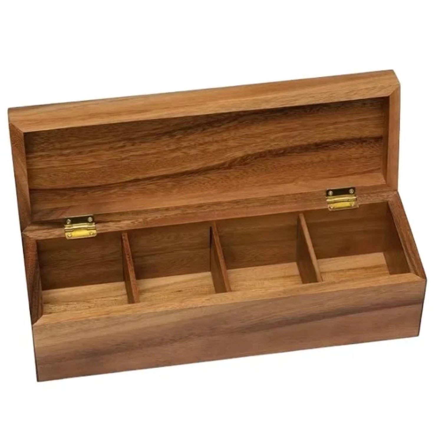 FactoryNew Products International Acacia Wood Tea Box with 4 Sections New products International Acacia Wood Tea Box with 4 Sections