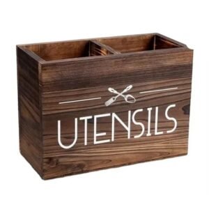 Customize Wooden Kitchen Cooking Utensil Holder Utensil Organizer for Countertop Rustic Wood for Farmhouse Kitchen Decor