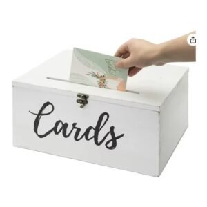 Party Decoration Vintage White Wood Wedding Card Box Decorative Party Cards and Stationery Holder