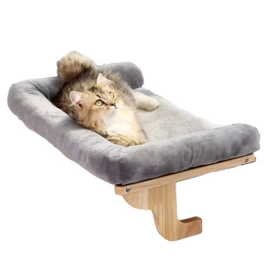 Cat Perch for Window Sill with Bolster Orthopedic Hammock Design with Premium Hardwood Robust Metal Frame Cat Window Seat