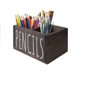 Wooden Pen Holder for Desk - 6’’ Sharp and Dull Pencil Holder for Classroom, Wood Pen and Pencil Organizer, Crayon Marker Art Supply Organizer Caddy, Office Desk Accessories