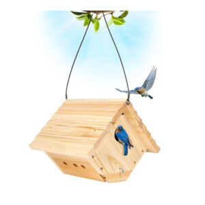 Cedar Hanging Bird Houses Outdoor Blue Bird Chickadee Titmice Nuthatch Houses Great Gifts for Grandparents Pet Furniture