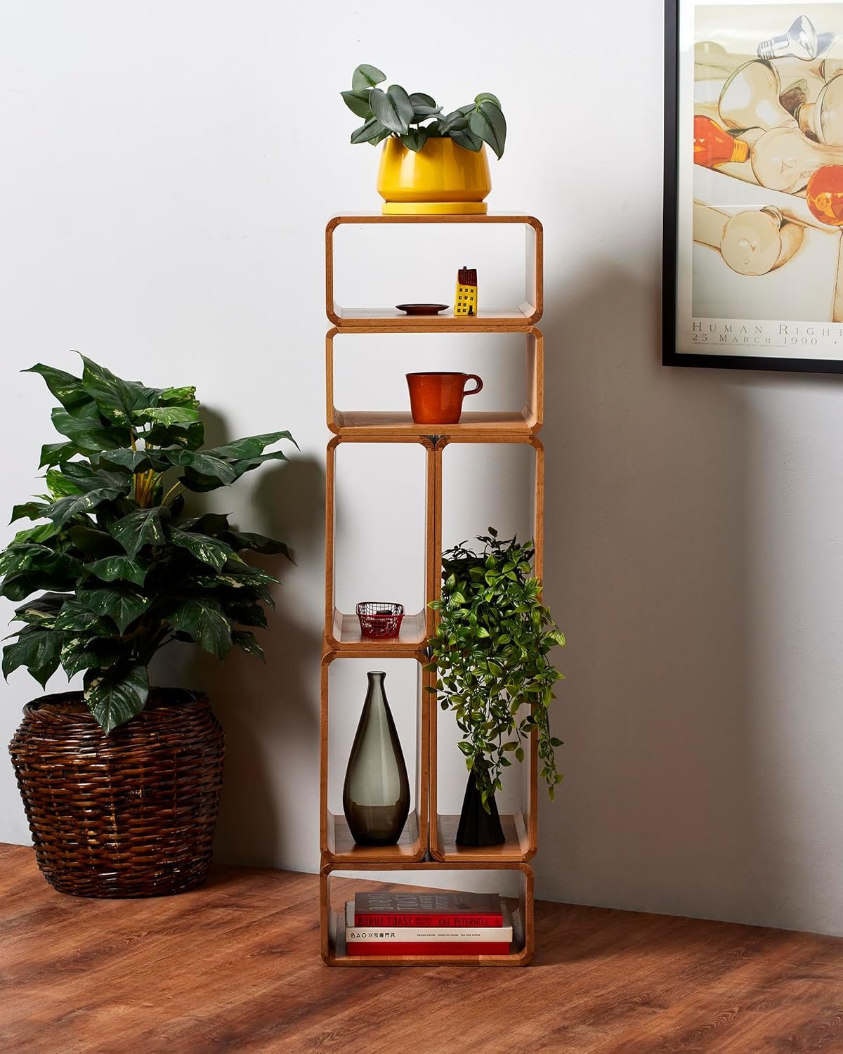 Modern Contemporary Wooden Shelf Small Bookshelf Cube Storage Organizer Multi-Purpose for Home Office Bedroom Decor Sleek Design