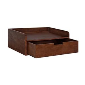 Kitt Modern Walnut Floating Wall Shelf Side Table with Drawer Practical Storage Boxes & Bins