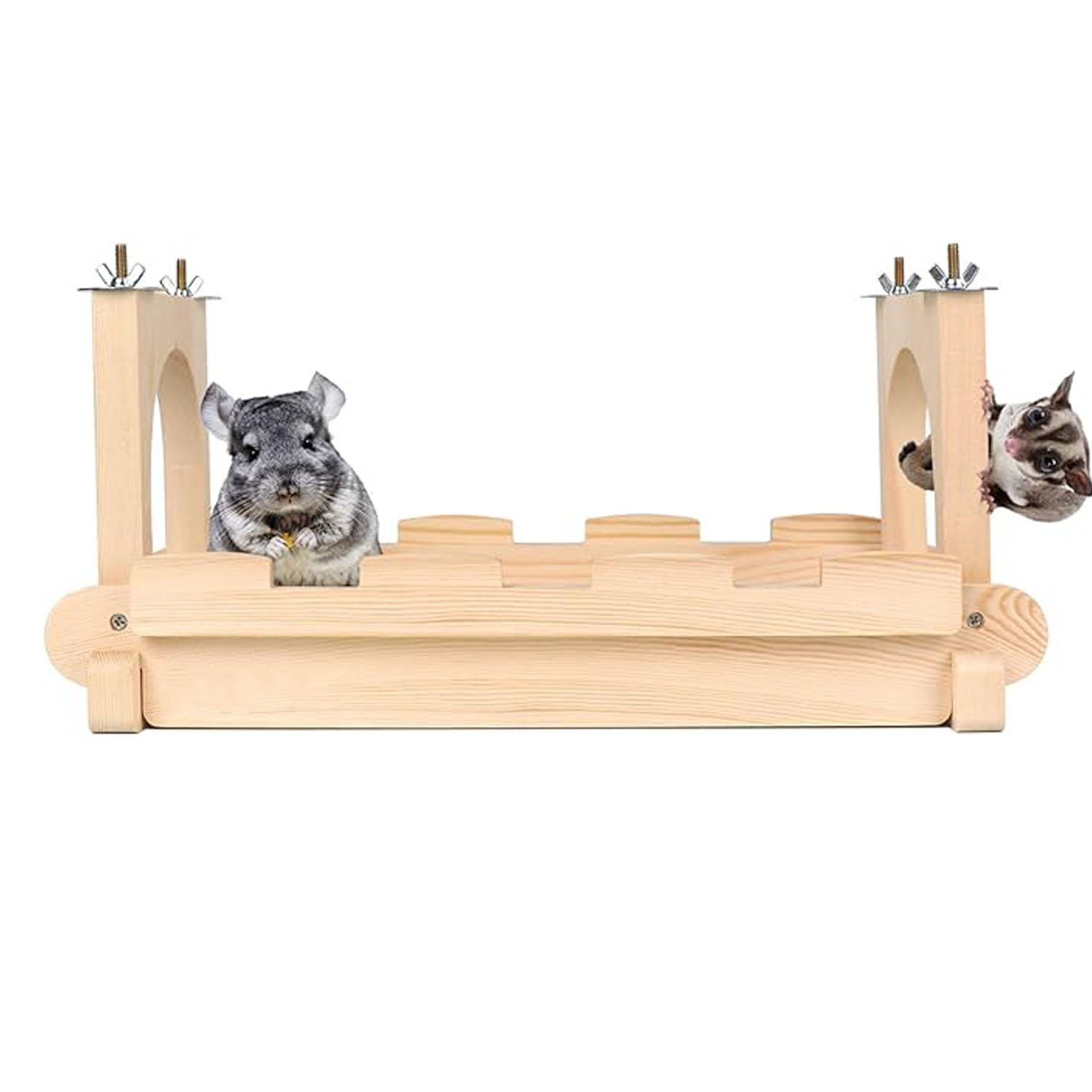 Small Animal Wooden Suspension Bridge Platform Hanging Habitat Toy for Chinchillas Sugar Gliders Rats for Pet Houses Furniture