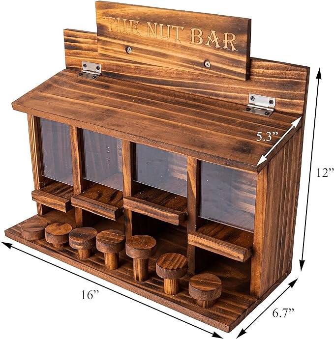 Durable Burnt Wood Squirrel Feeder Table Solid Structure Stable Squirrels Stool Bar Wooden Picnic Table for Pet's Corn Cob Food