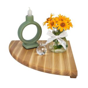 Handcrafted Corner Shelf Wall Mount Round End 11.8 in, Natural Wood Hanging Shelf for Storage and Display, Plant Shelf for Bedroom, Living Room, Bathroom, Home, Office, Natural