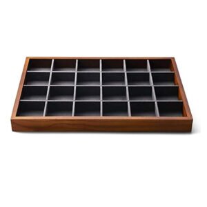 Wood Jewelry Tray Microfiber Interior Jewelry Drawer Organizer Showcase Display Box Ring Earrings Holder(Grey)