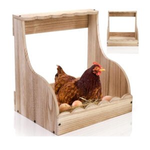 Single Compartment 14.5 X 13.75 X 13 Inch Wood Chicken Laying Eggs Nesting Box Large Heavy Duty Coop Nest for Poultry Easy