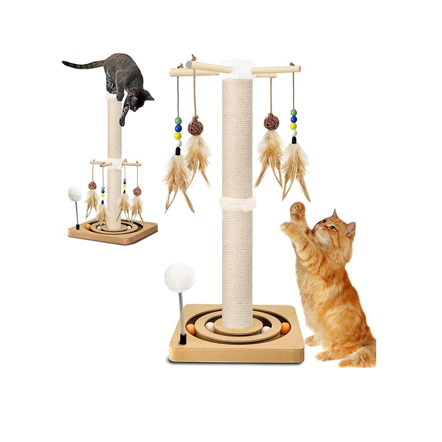 Interactive Indoor Cat Scratching Post Sisal 2 Mounting Methods Tree Tower Hanging Ball Track Activity Center for Pets Furniture