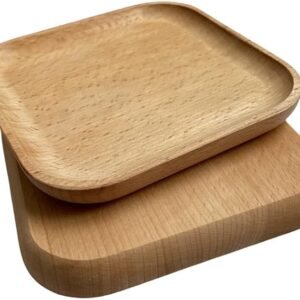 Set 2 Natural Wood Square Decorative Trays 5''X5'' Tableware Serving Tray for Cake Coin Storage Wooden Cheese Plate Dessert Tray