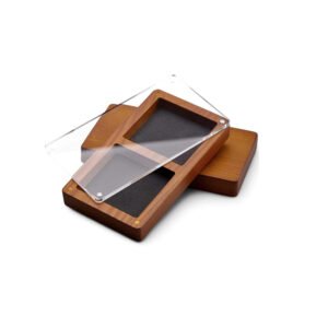 Premium Microfiber Interior Jewelry Organizer Box 2-Grid Wood Display Tray Top Lid for Ring Earrings Storage Storage Bins