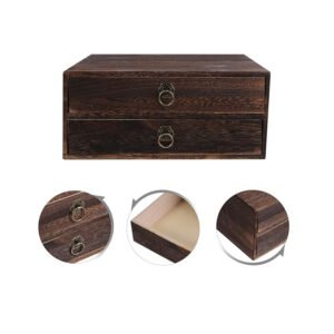 Vintage Single Wooden Drawer Unit Small Counter Top File Holder Desk Organizer Box Office Supplies Accessories for Storage