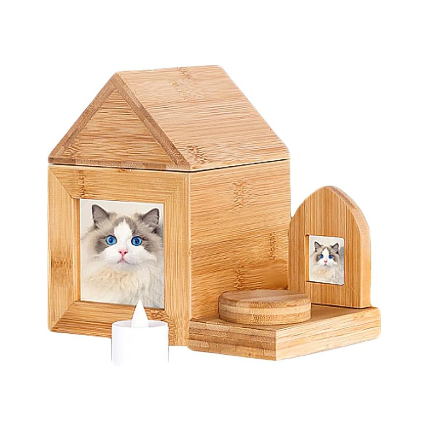 Wooden Pet Memorial Monument Sturdy Funeral Box for Dog/Cat Cremated Ashes DIY Personalized Memory 2 Pet Houses Furniture