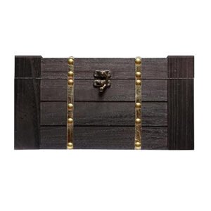 Wood and Leather Treasure Chest with Latch, Storage, Gift, Pirate Chest, Vintage Handmade Craft Box for Jewelry, and Home Decorations