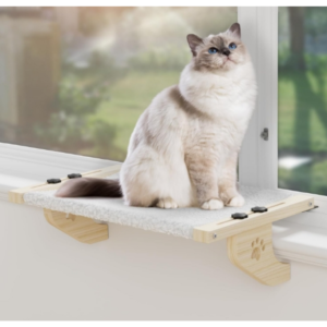 Cat Window Perch Cat Window Hammock with Wood & Metal Frame for Large Cats, Adjustable Cat Perch for Windowsill