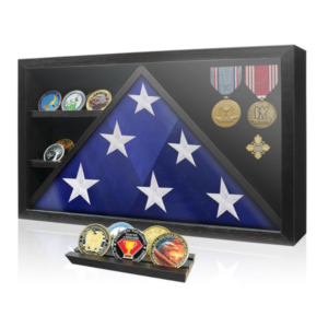 Military Flag Display Case - Wall Mounted, Tempered Glass Shadow Box