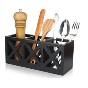 Wooden Silverware Holder Flatware Utensil Caddy Cutlery Holder for Party Wood Silverware Organizer Caddy Storage for Kitchen Countertop