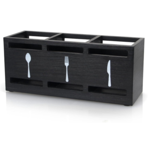 Wooden Silverware Caddies Flatware Cutlery Holder Wood Silverware Organizer Containers Black Kitchen Utensil Holder