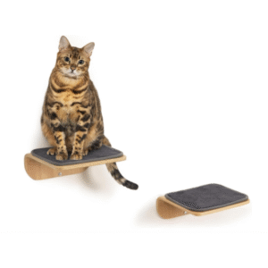 Cat Wall Shelves for Cat Wall Steps, Perch, Ladder, Wooden Floating Modern Mounted Space Saving Furniture with Scratching Cushion Removal Cover for Climbing