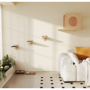 Cat Wall Shelves Cat Wall Furniture with Condo and 3 Steps, Climbing Shelf Wall Mount for Indoor Cats