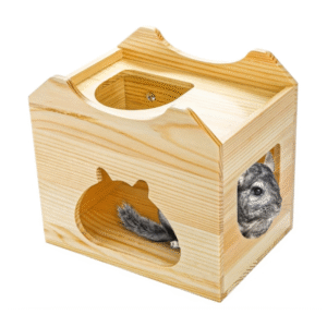Wood Chinchilla House Natural Small Animal Hideout Hut for Chinchilla Squirrel Sugar Gliders in Cage Ventilated Wooden Hamster