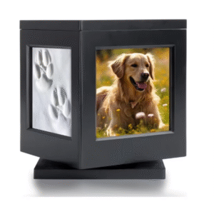 Manufacture Dog Urn for Ashes Black Wooden Memorial Keepsake for Cat Large Funeral Cremation Pet Owner Souvenir with Claw Print