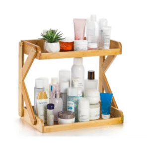 Best selling 2 Tier Coffee Station Organizer Bamboo Kitchen Counter Shelf Countertop Spice Condiment Rack Syrup Storage Holder