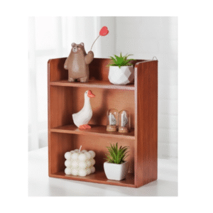 3-Tier Trinket Display Shelf for Wall or Countertop, Small Vintage Wooden Shelf for Collectibles