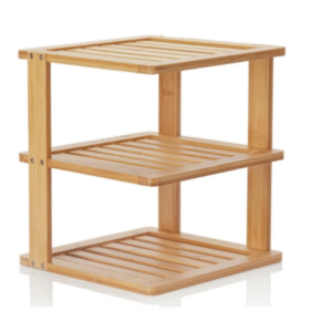 Bamboo Corner Shelf Kitchen Cabinet Organizer Pantry Organization and Storage Bathroom Countertop Shelves
