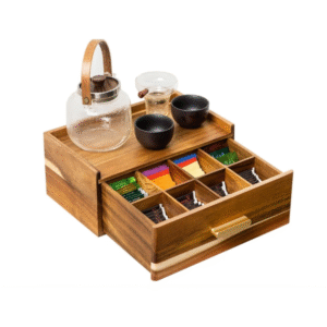 Acacia Wood Tea Bag Organizer, Tea Organizers and Storage Box, Tea Caddy for Tea Bags Storage Drawer